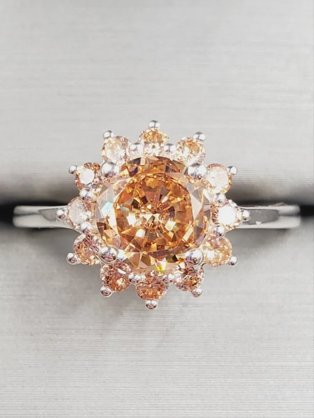Sparkling Peach Halo Ring — Womens Jewelry